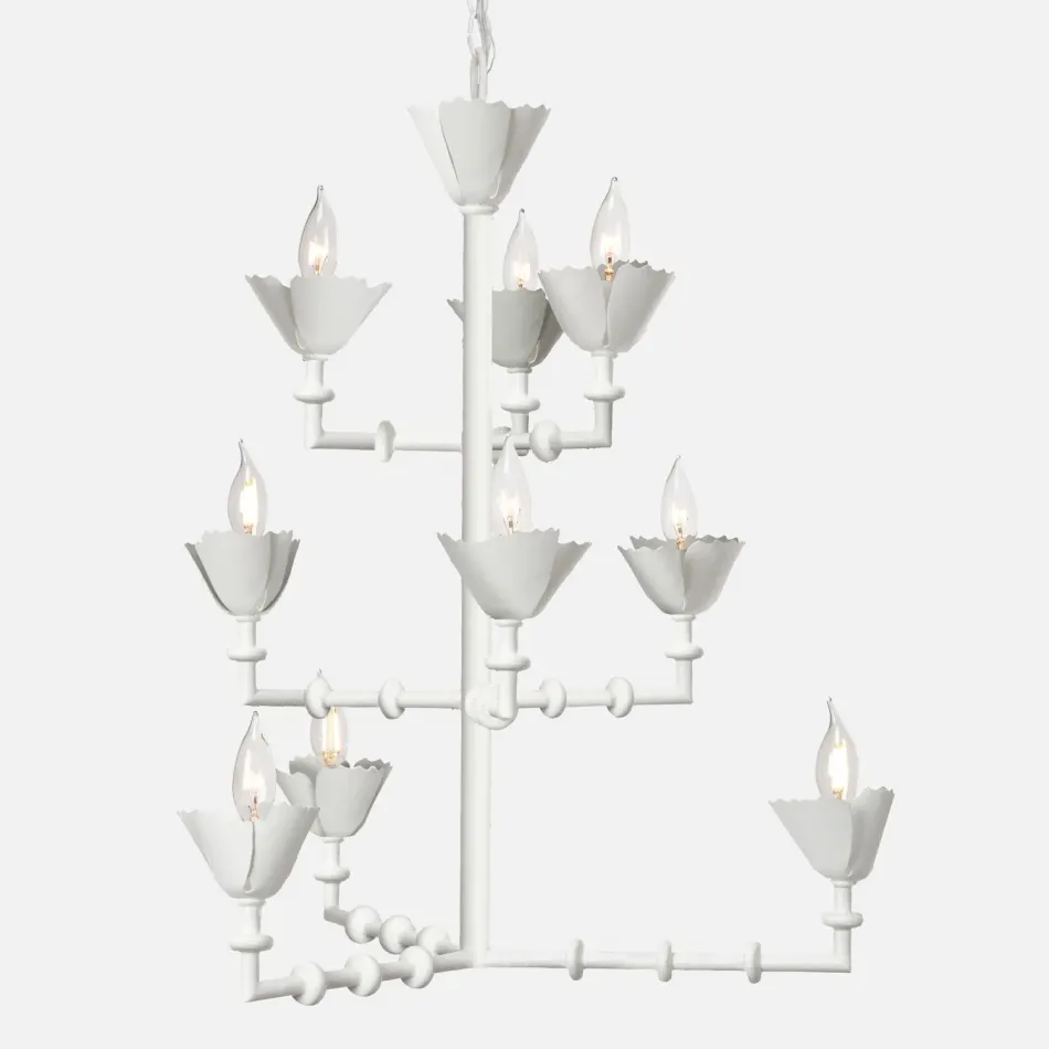Thalia 27"D x 27"H White Gesso Metal Chandelier