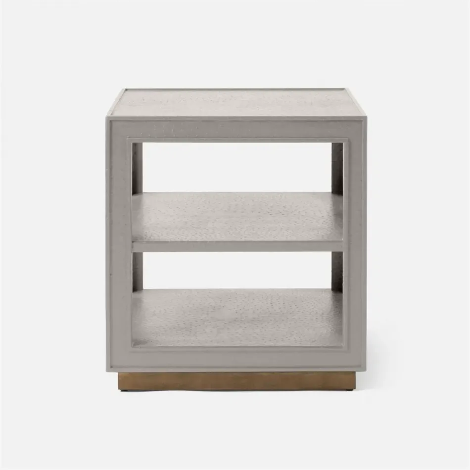 Adeen Side Table 24"L x 24"W x 25"H Light Gray Faux Ostrich