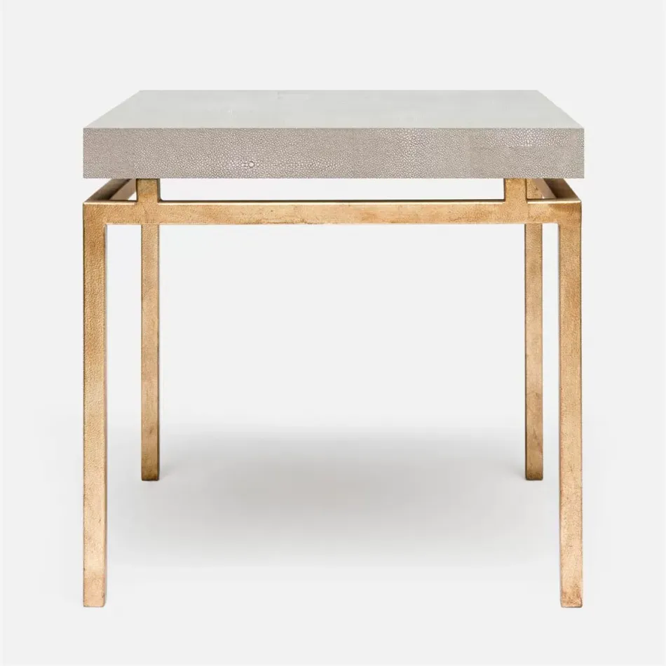 Benjamin Side Table Texturized Gold Steel 22"L x 22"W x 21"H Realistic Faux Shagreen Sand