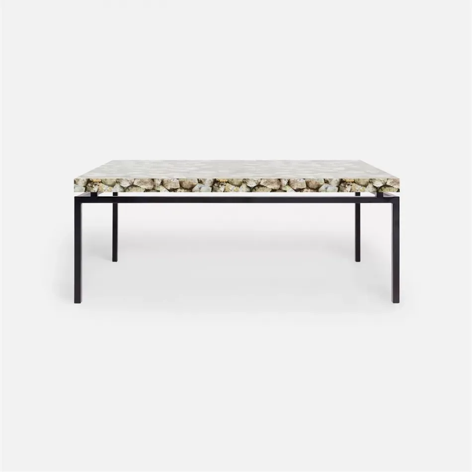 Benjamin Coffee Table Flat Black Steel 48"L x 27"W x 21"H Shell Silver Mother of Pearl