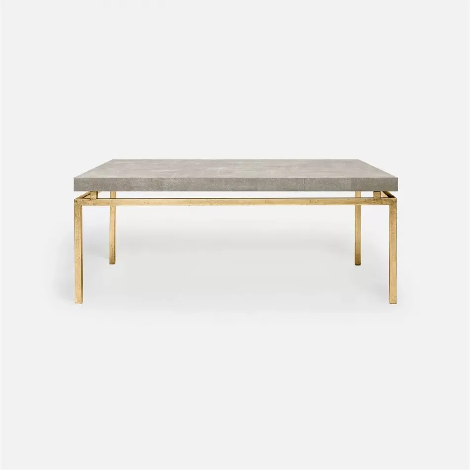 Benjamin Coffee Table Texturized Gold Steel 48"L x 27"W x 21"H Realistic Faux Shagreen Sand