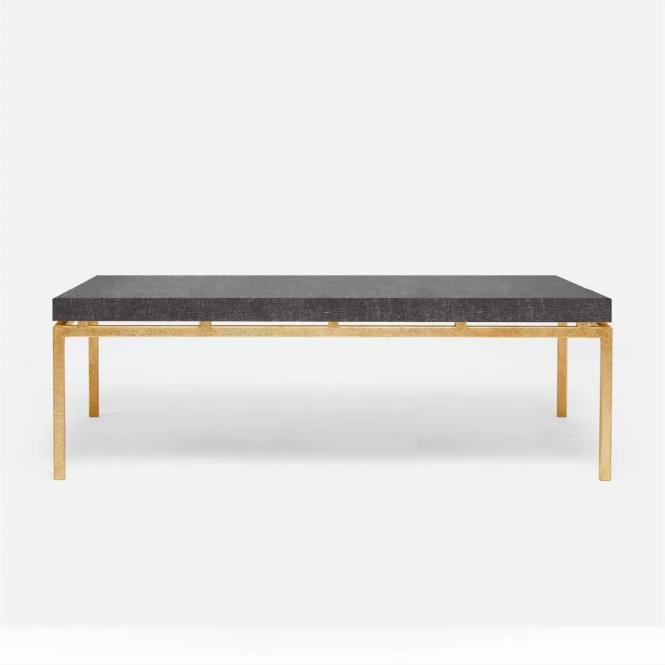 Benjamin Coffee Table Texturized Gold Steel 52"L x 30"W x 20"H Faux Horn Pewter