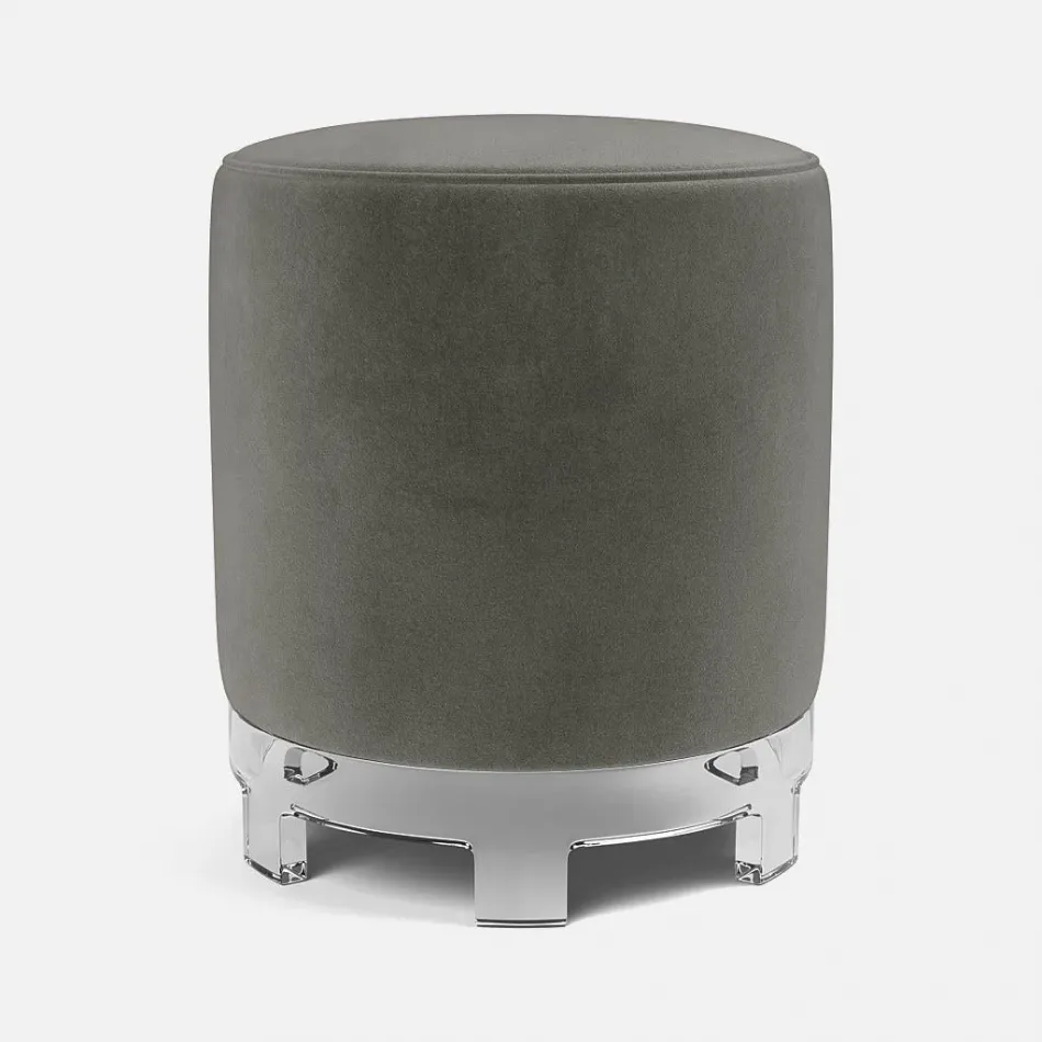 Briar Clear Acrylic/Liard Gray Cloud Stool 16"D x 18"H