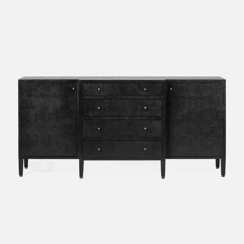 Conrad Deep Drawer Buffet Black Faux Raffia