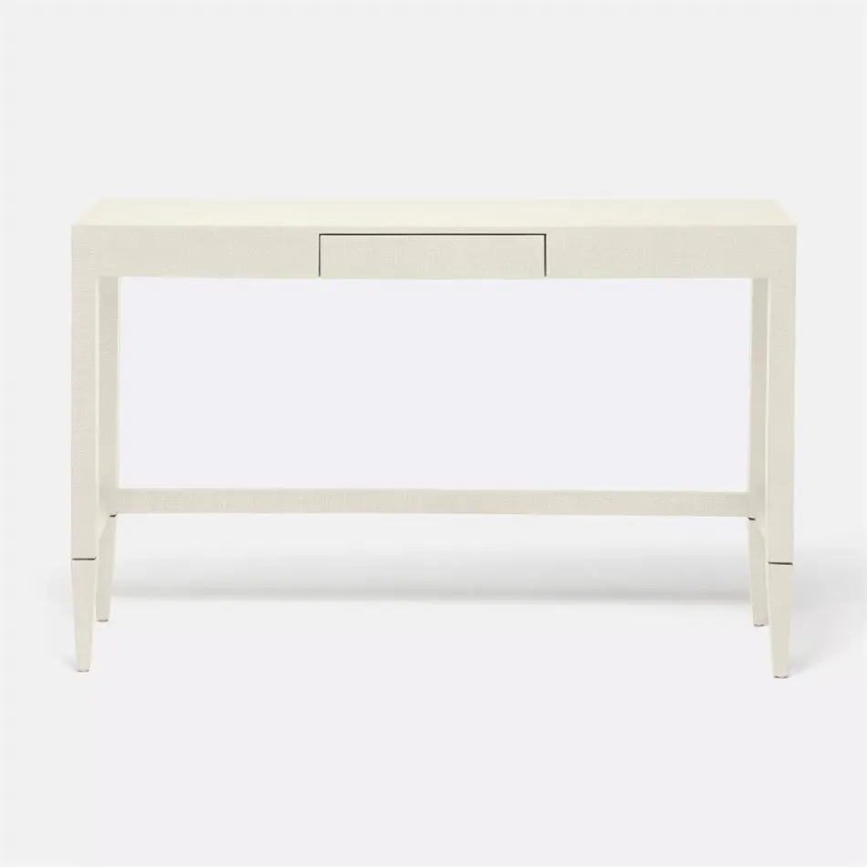 Conrad Slim Narrow Console 48"L x 12"W x 31"H Off-White Faux Raffia