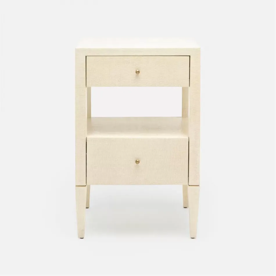 Conrad Nightstand Off-White Faux Raffia 18"L x 18"W x 28"H