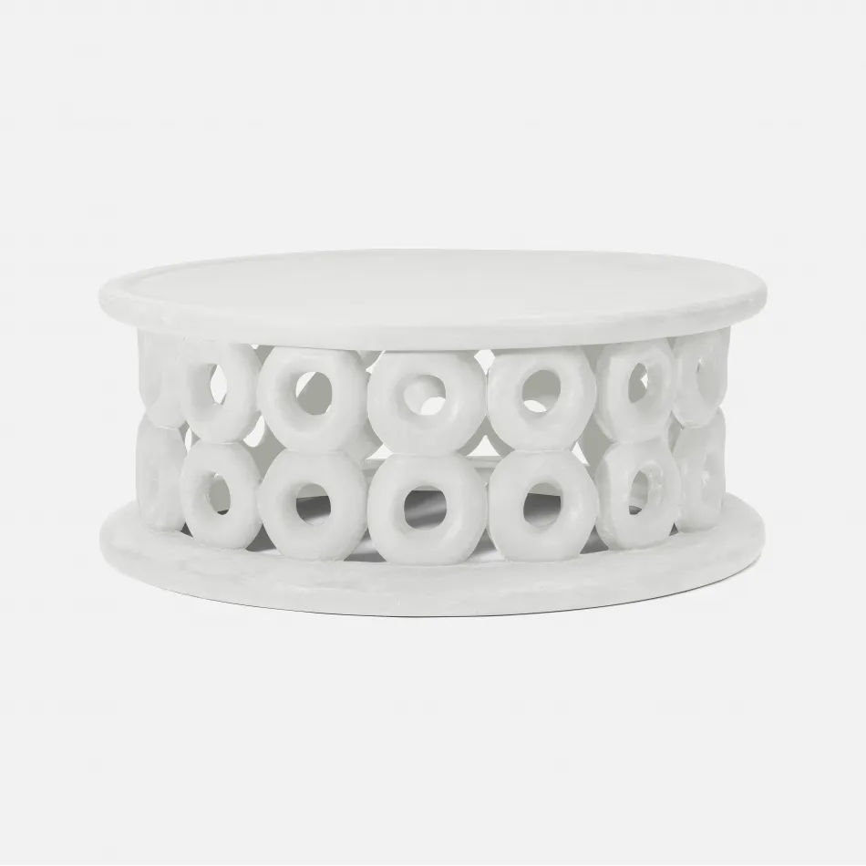 Dagen White Plaster Reconstituted Stone Coffee Table 44"D x 18"H