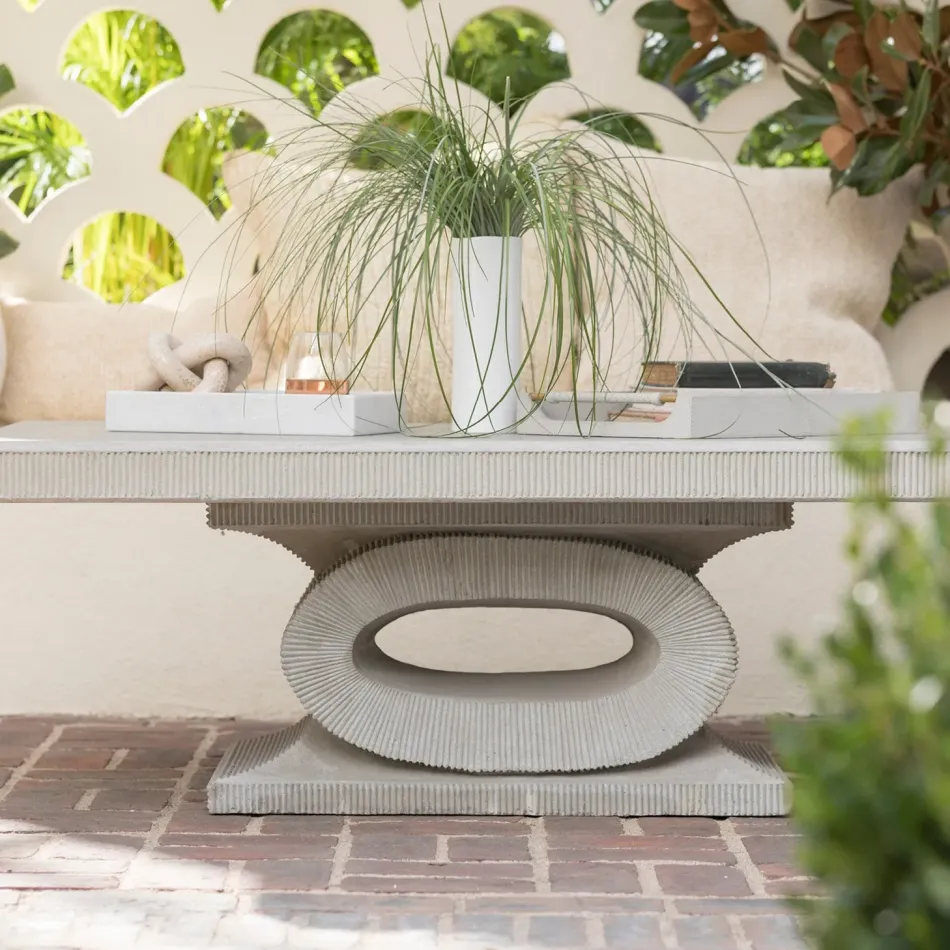 Grier Light Gray Reconstituted Stone Coffee Table 52"L x 30"W x 18"H