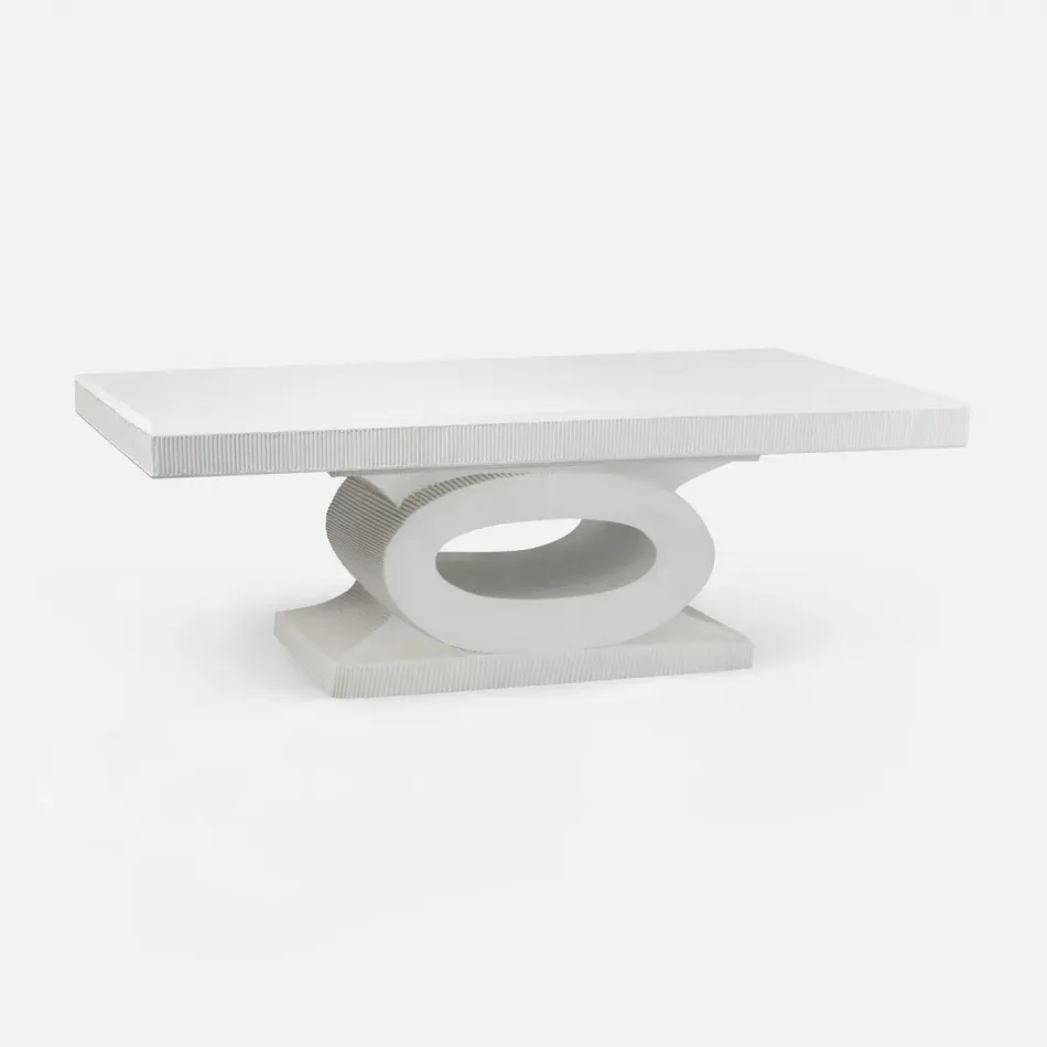 Grier White Plaster Reconstituted Stone Coffee Table 52"L x 30"W x 18"H