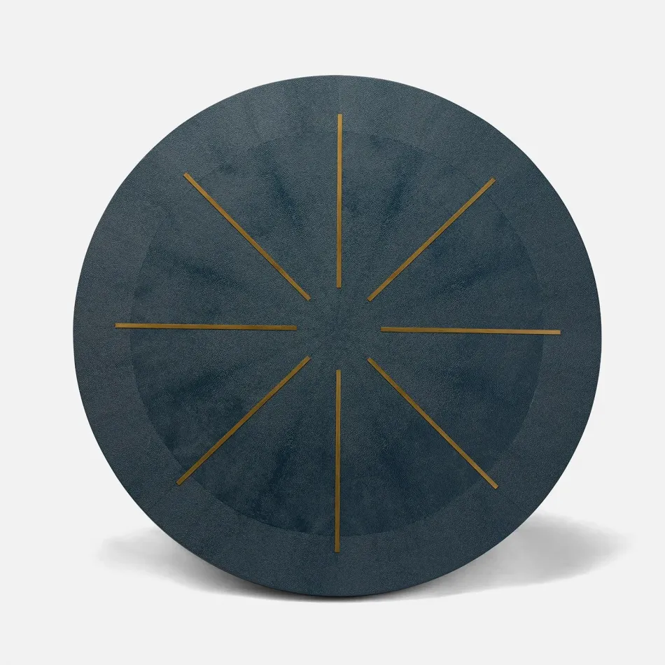 Ilana Navy Vintage Faux Shagreen/Brass Entry Table