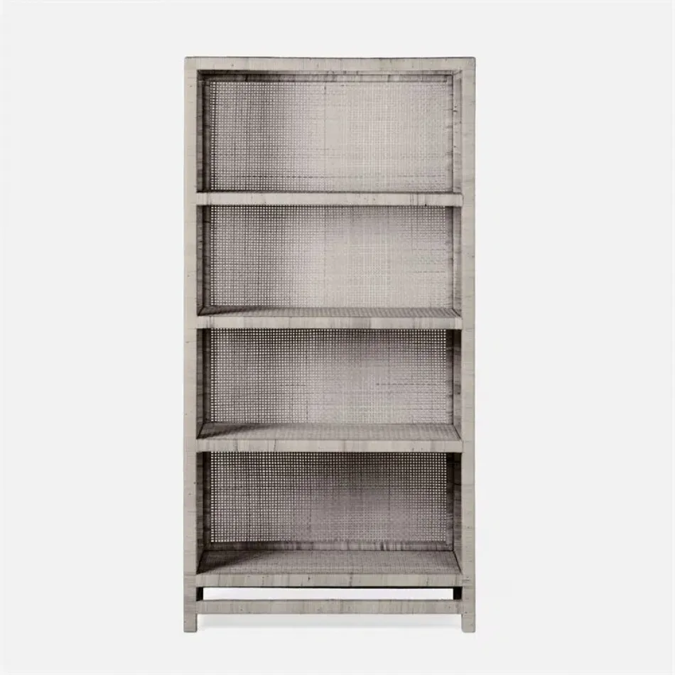 Isla Bookcase 36"L x 16"W x 72"H French Gray Peeled Rattan