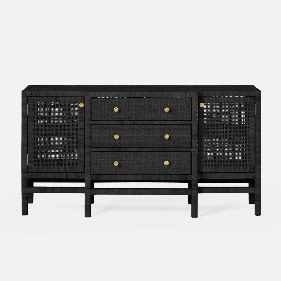 Isla Deep Drawer Buffet Onyx 64"L x 18"W x 34"H Peeled Rattan