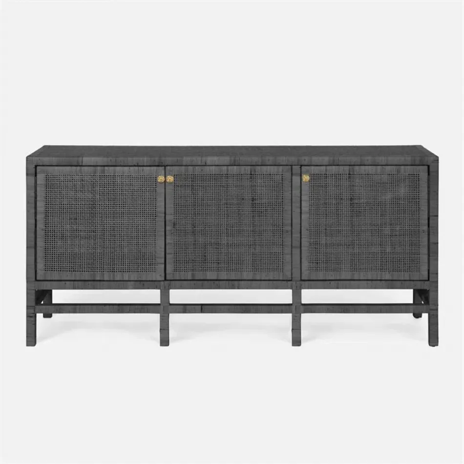 Isla Three-Door Buffet 80"L x 18"W x 34"H Smoke Peeled Rattan