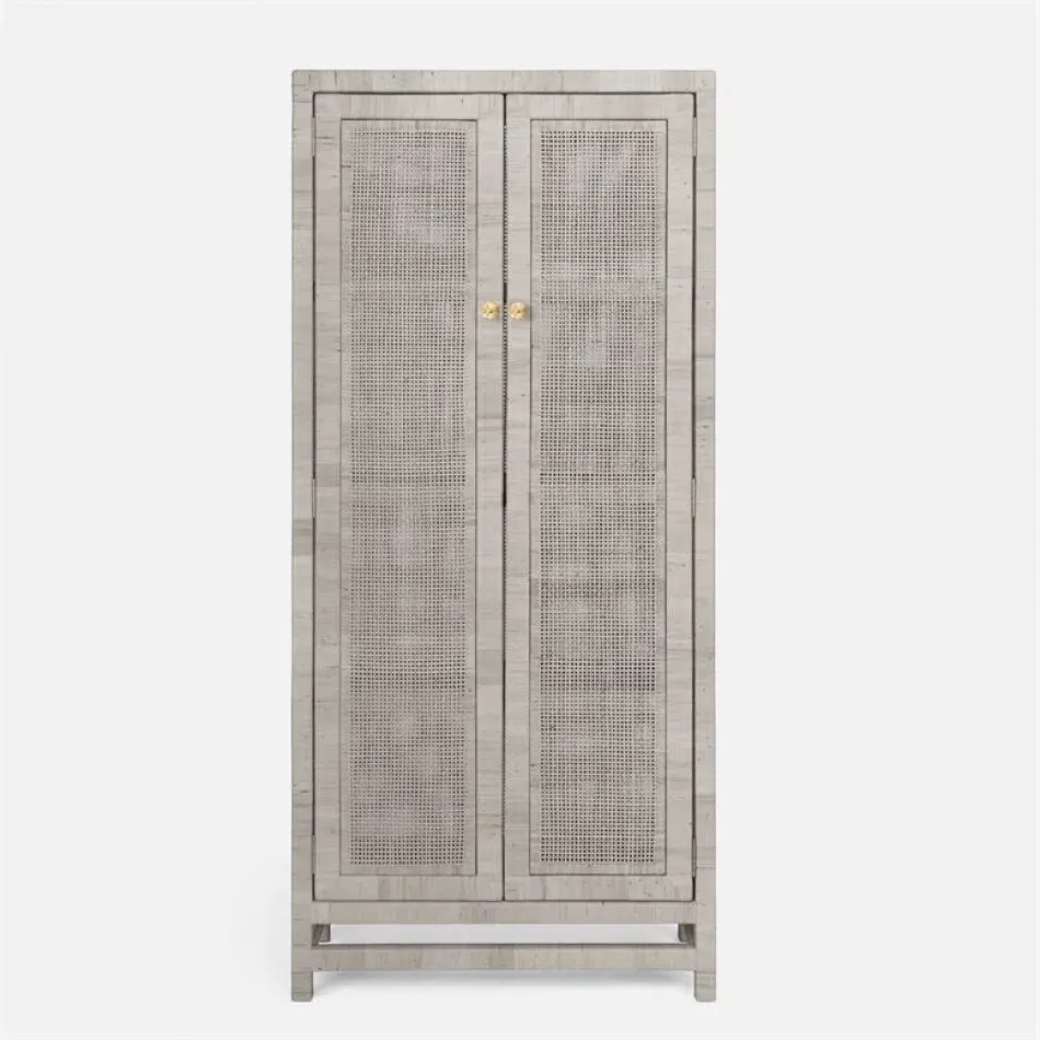 Isla Cabinet 32"L x 16"W x 72"H French Gray Peeled Rattan