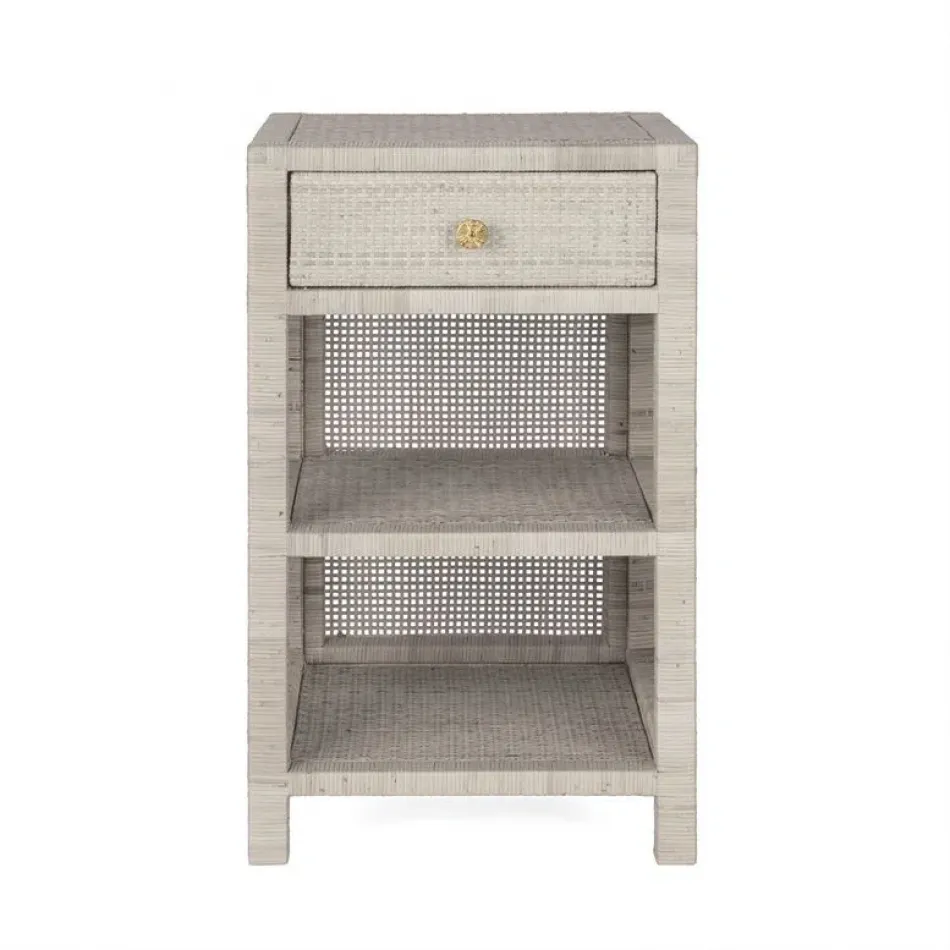 Isla Nightstand 18"L x 18"W x 30"H French Gray Peeled Rattan