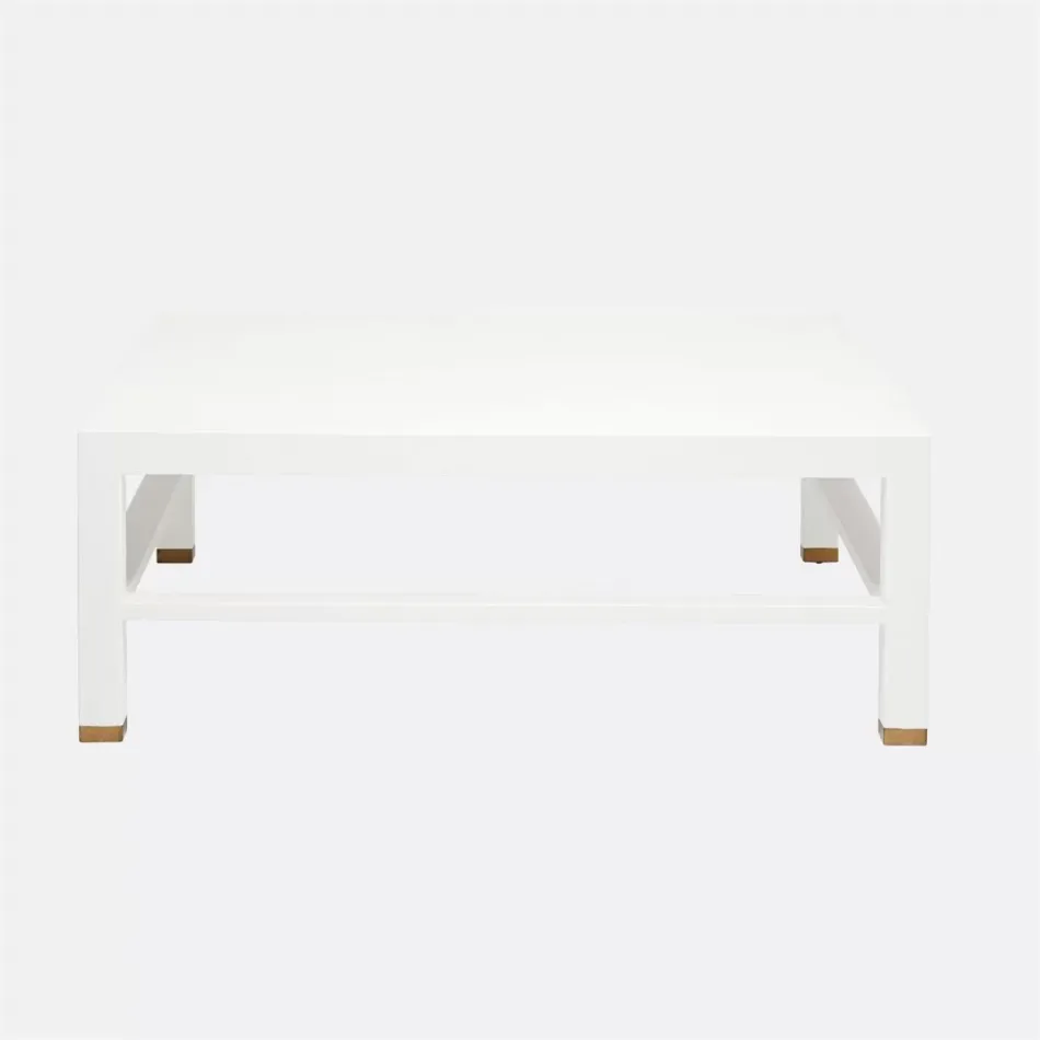 Jarin Coffee Table Designer White Faux Belgian Linen 48"L x 48"W x 18"H