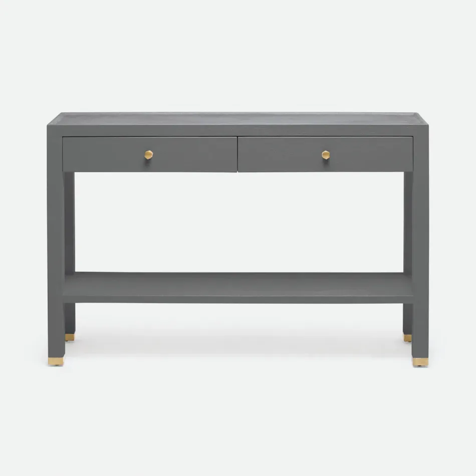 Jarin Slim Narrow Console 48" L x 12" W x 31" H Graphite Faux Belgian Linen