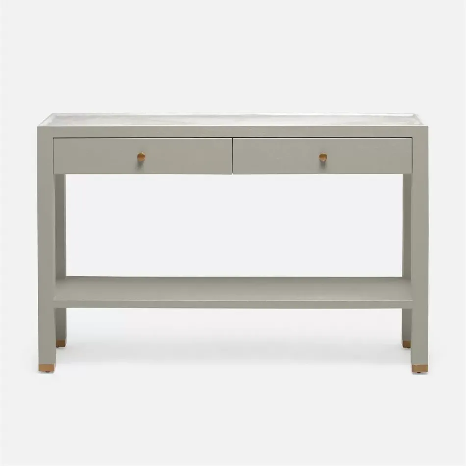 Jarin Console Light Gray Faux Belgian Linen 48"L x 12"W x 31"H