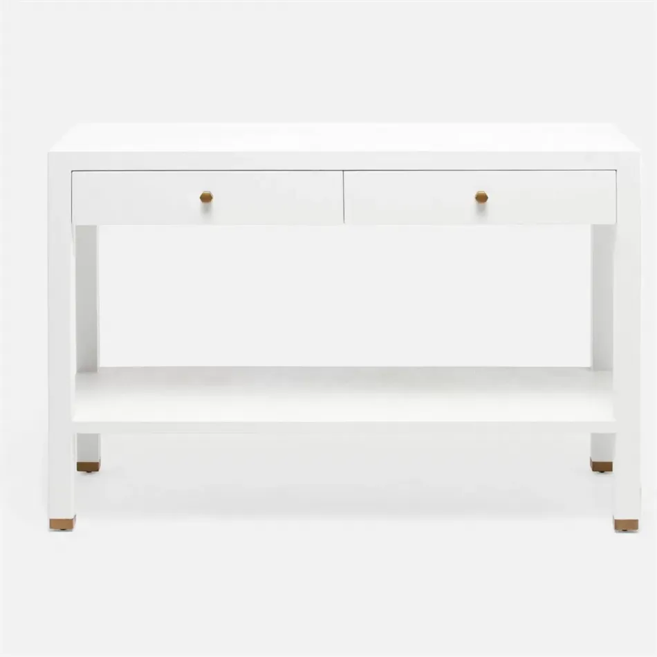 Jarin Console Designer White Faux Belgian Linen