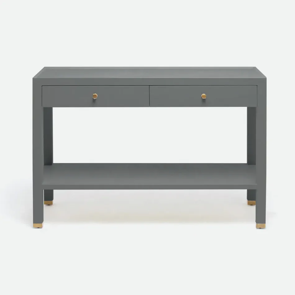 Jarin Console 48" L x 18" W x 31" H Graphite Faux Belgian Linen