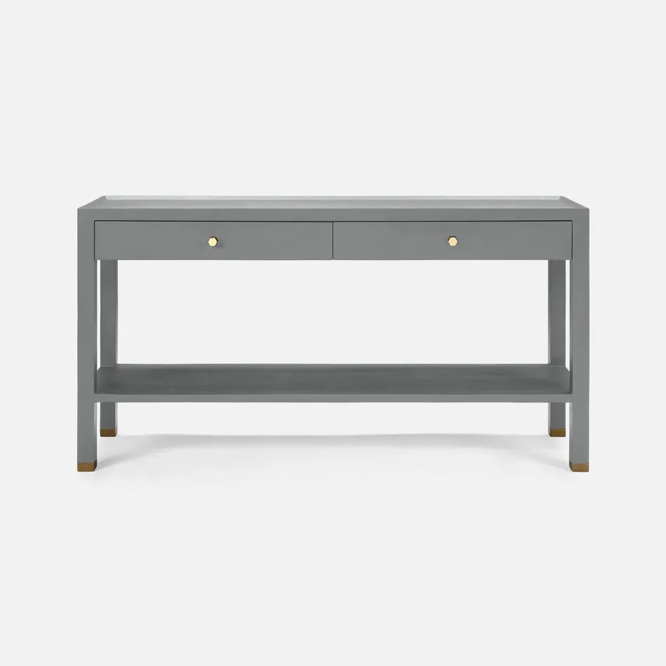 Jarin Console Graphite Faux Belgian Linen 60"L x 18"W x 31"H