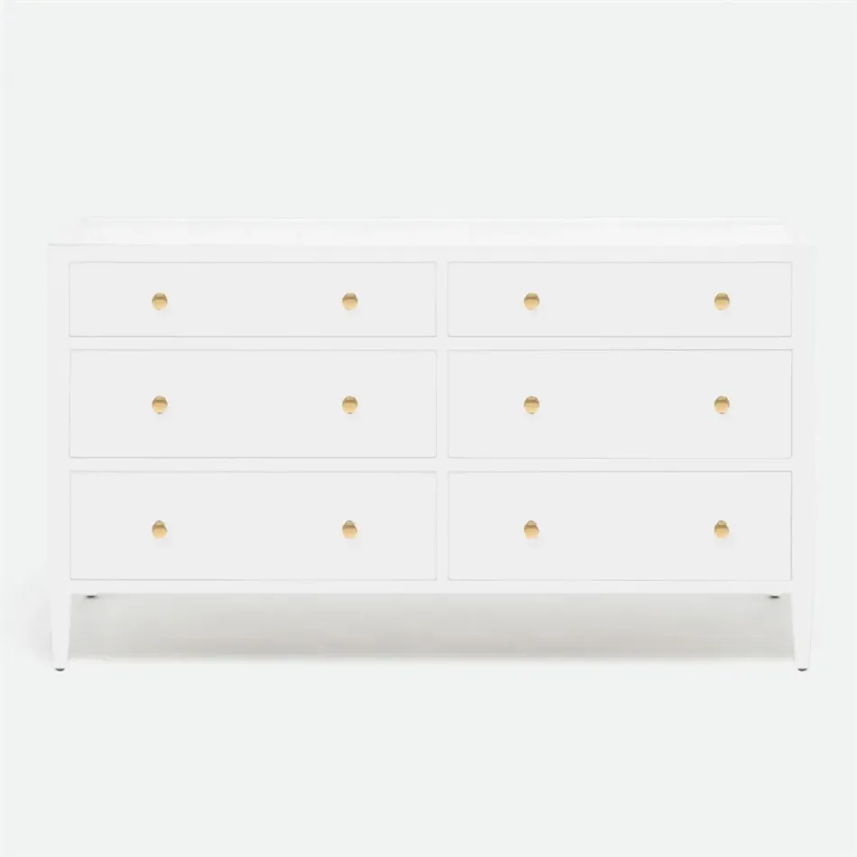 Jarin Dresser Designer White Faux Belgian Linen 60"L x 20"W x 34"H