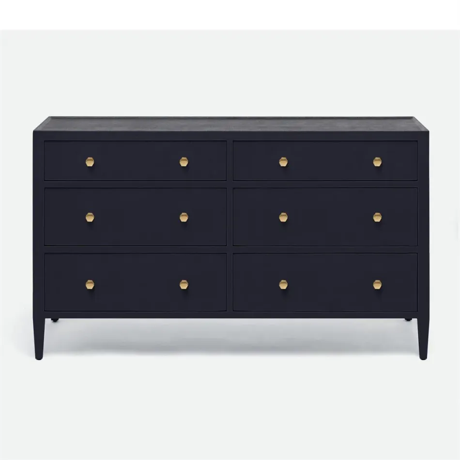 Jarin Dresser Dark Navy Faux Belgian Linen 60"L x 20"W x 34"H