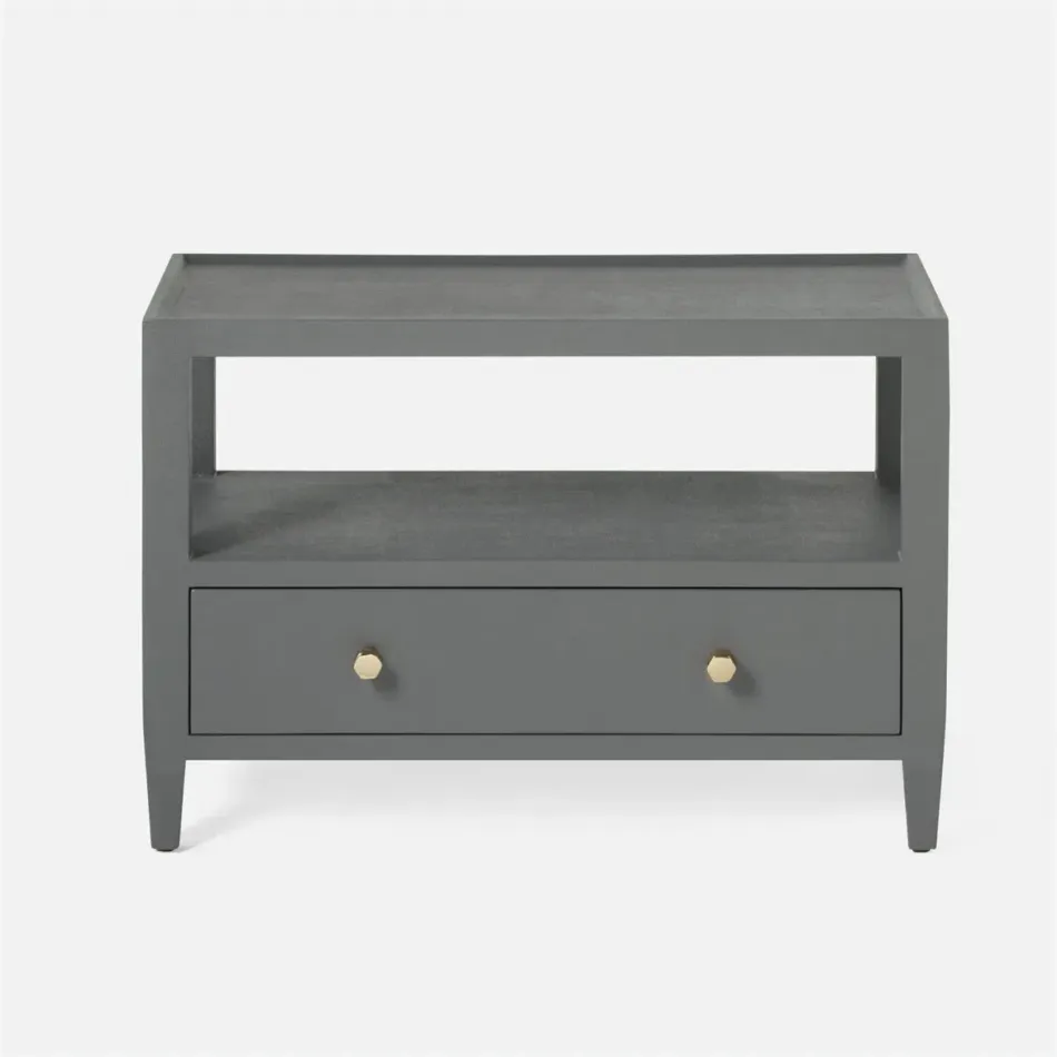 Jarin Low Nightstand Graphite Faux Belgian Linen 30"L x 18"W x 22"H