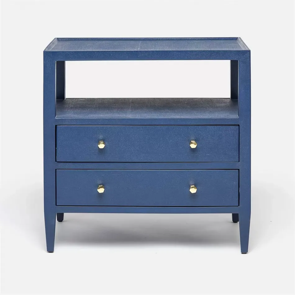 Jarin Nightstand True Navy Faux Belgian Linen 30"L x 18"W x 30"H