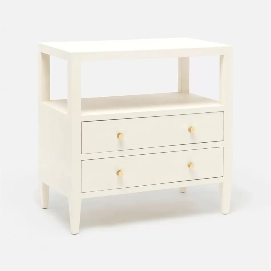 Jarin Nightstand White Faux Belgian Linen