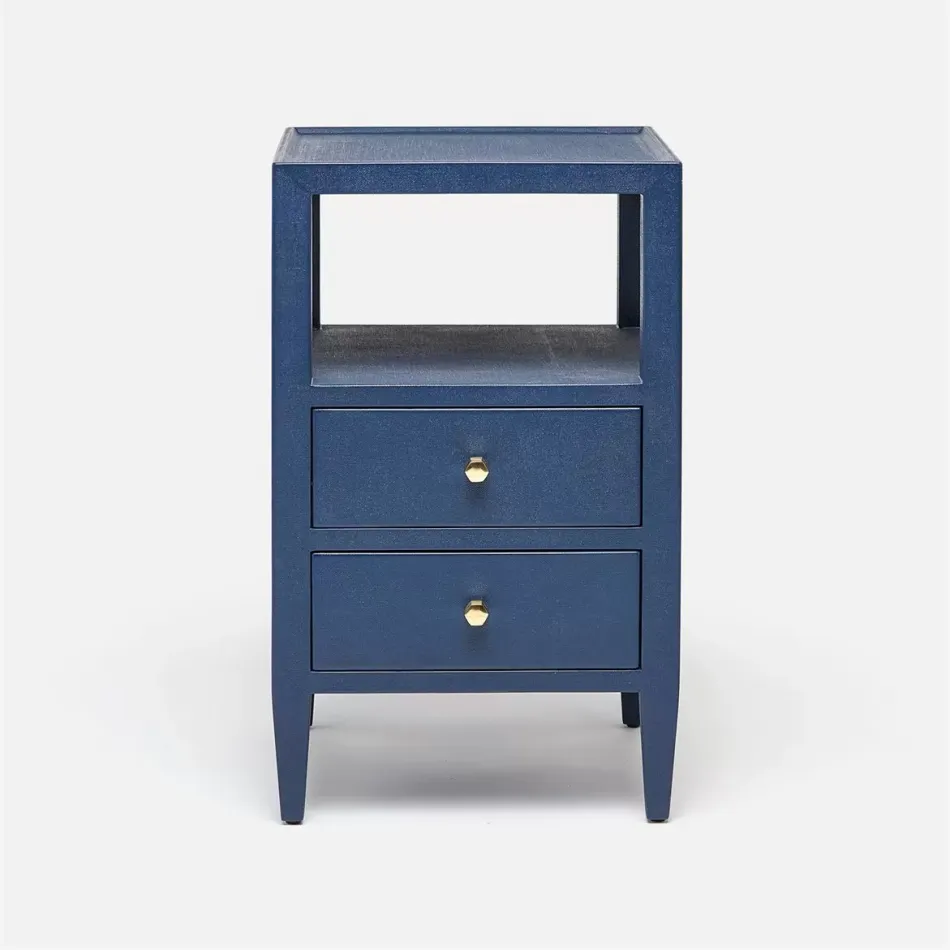 Jarin Nightstand True Navy Faux Belgian Linen 18"L x 18"W x 30"H