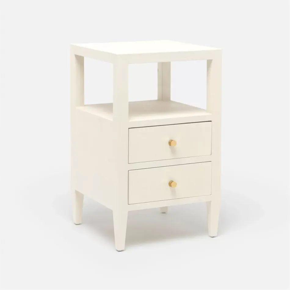 Jarin Nightstand White Faux Belgian Linen 18"L x 18"W x 30"H