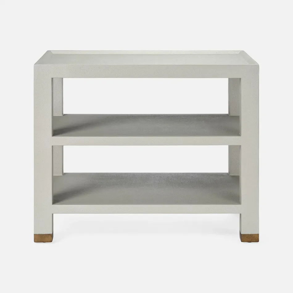 Jarin Side Table Light Gray Faux Belgian Linen 25"L x 18"W x 20"H