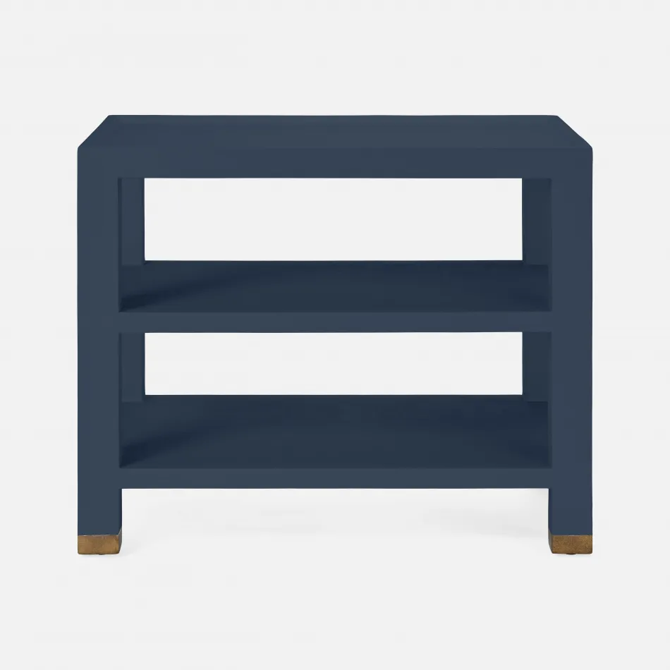Jarin Side Table True Navy Faux Belgian Linen 25"L x 18"W x 20"H