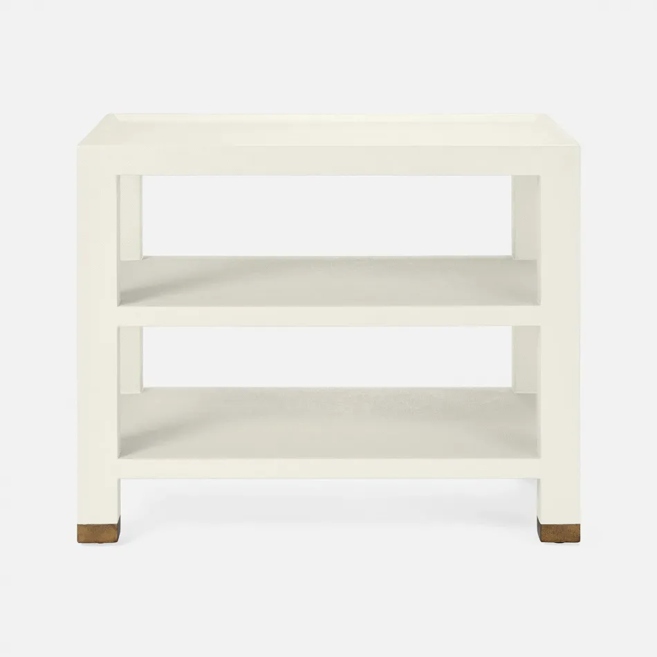 Jarin Side Table White Faux Belgian Linen 25"L x 18"W x 20"H