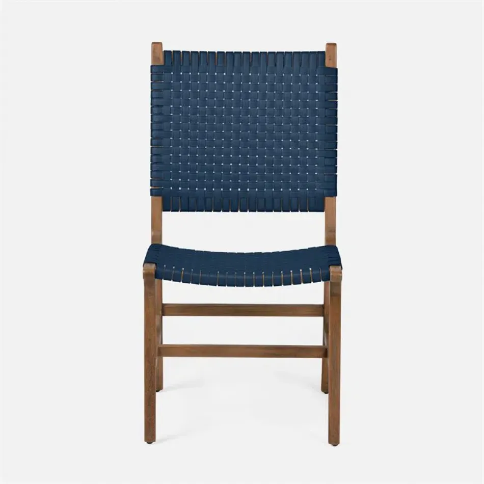 Rawley Indoor/Outdoor Side Chair 20 in W x 24 in D x 39 in H Flat Navy Faux Rattan Aged Natural Teak