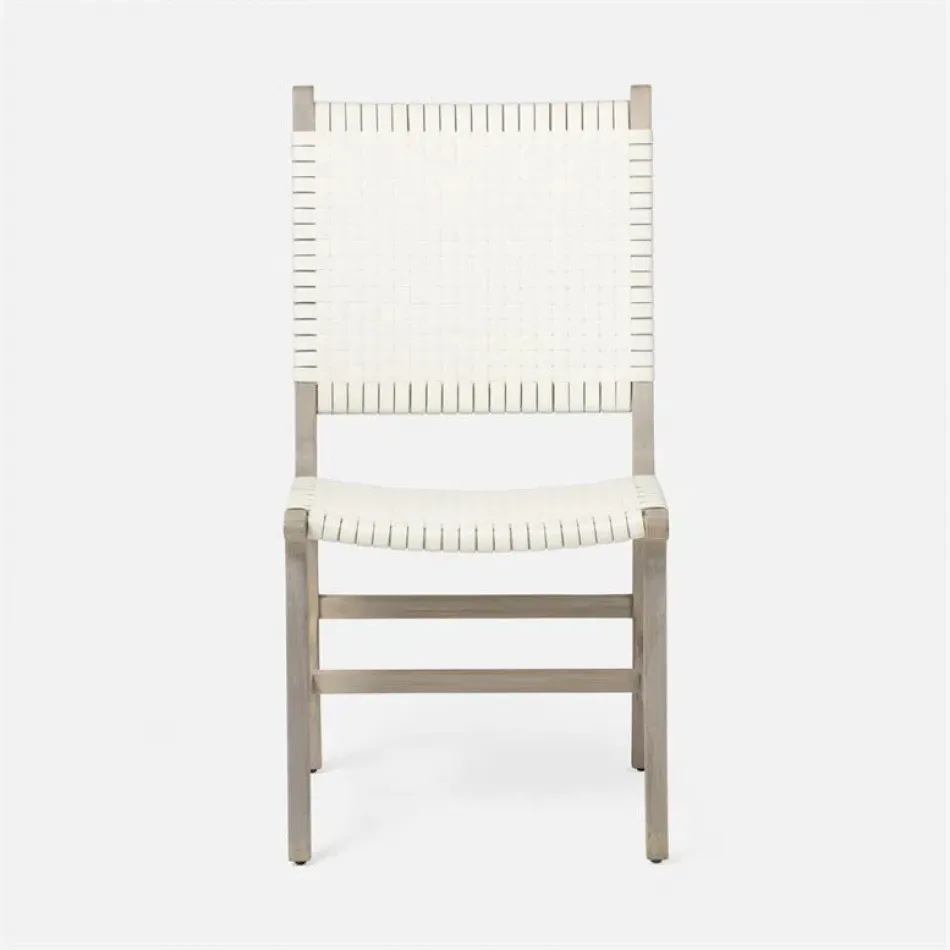Rawley Indoor/Outdoor Side Chair 20 in W x 24 in D x 39 in H Flat White Faux Rattan Gray Teak