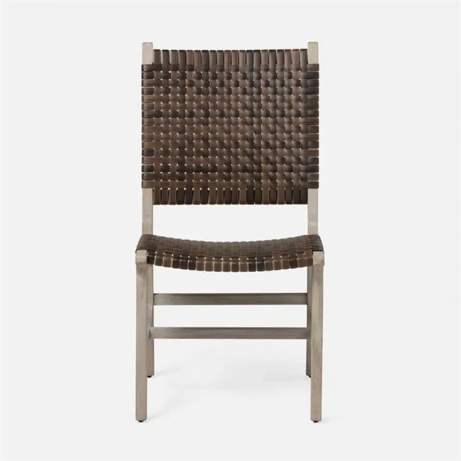 Rawley Indoor/Outdoor Side Chair 20 in W x 24 in D x 39 in H Walnut Faux Rattan Gray Teak