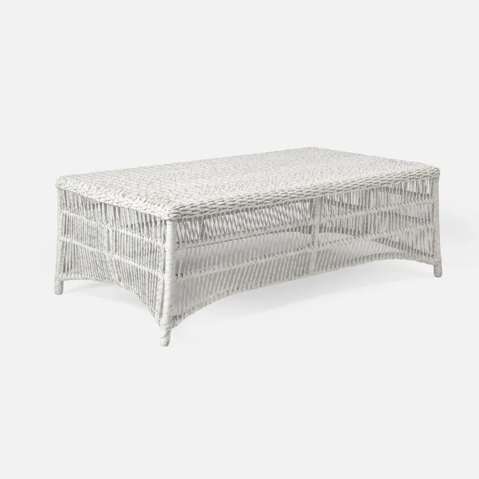 Soma Speckled White Twisted Faux Wicker Coffee Table 52"L x 30"W x 17"H