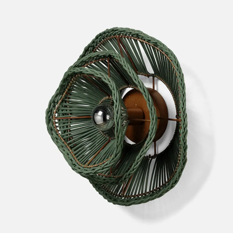 Alondra Sconce 16"D x 9"H Hunter Green Rattan