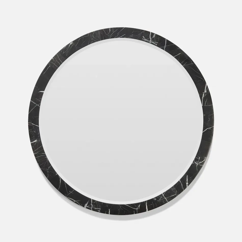 Albert Nero Marble Mirror 28" Round