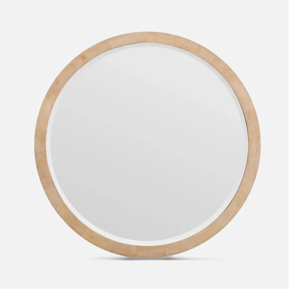 Albert Beige Crystal Stone Mirror Round