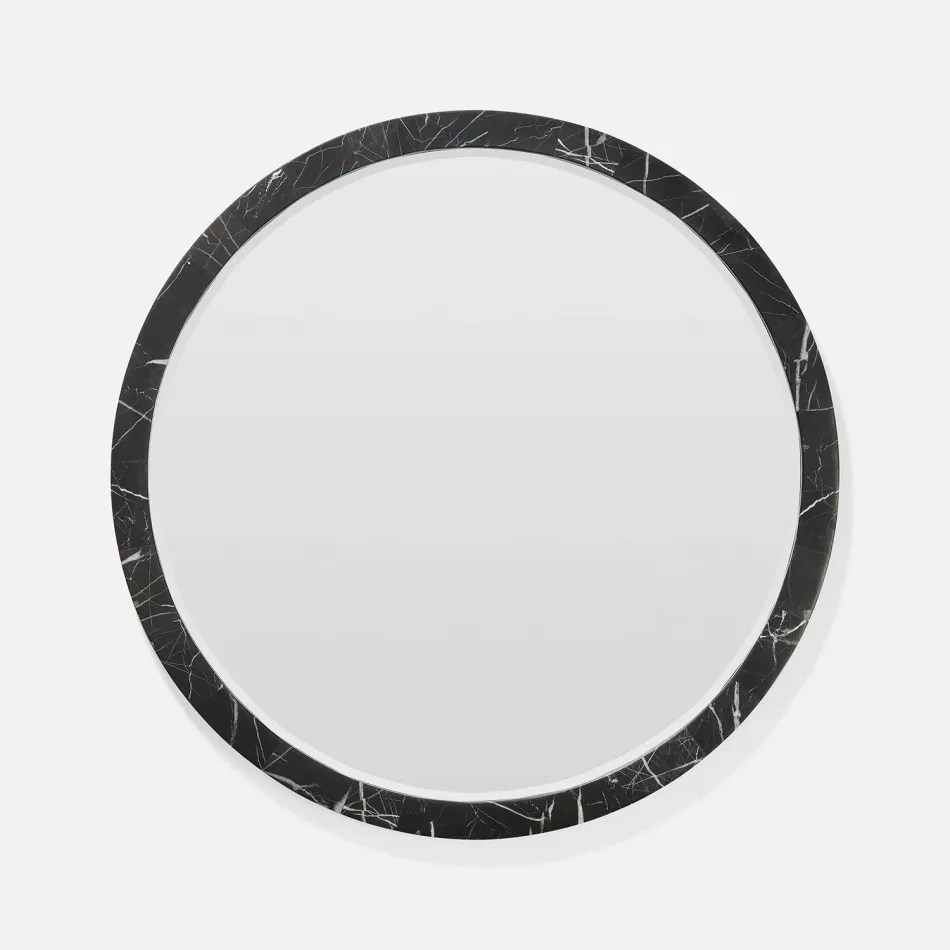 Albert Nero Marble Mirror 32" Round