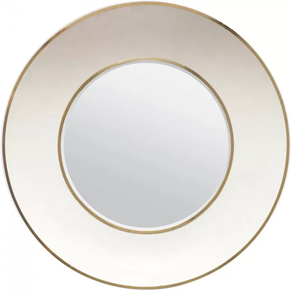 Armond Snow Brass Realistic Faux Shagreen Metal Round Mirror