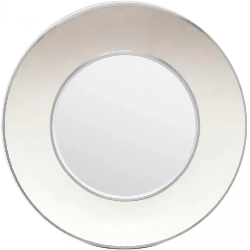Armond Snow Silver Realistic Faux Shagreen Metal Mirror 38" Round