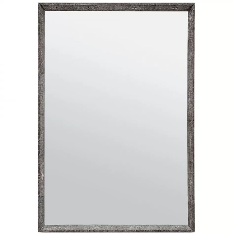 David Cool Gray Realistic Faux Shagreen Rectangular Mirror 26"W x 38"H