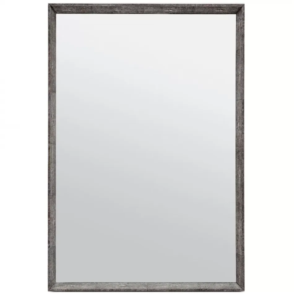 David Cool Gray Realistic Faux Shagreen Rectangular Mirror