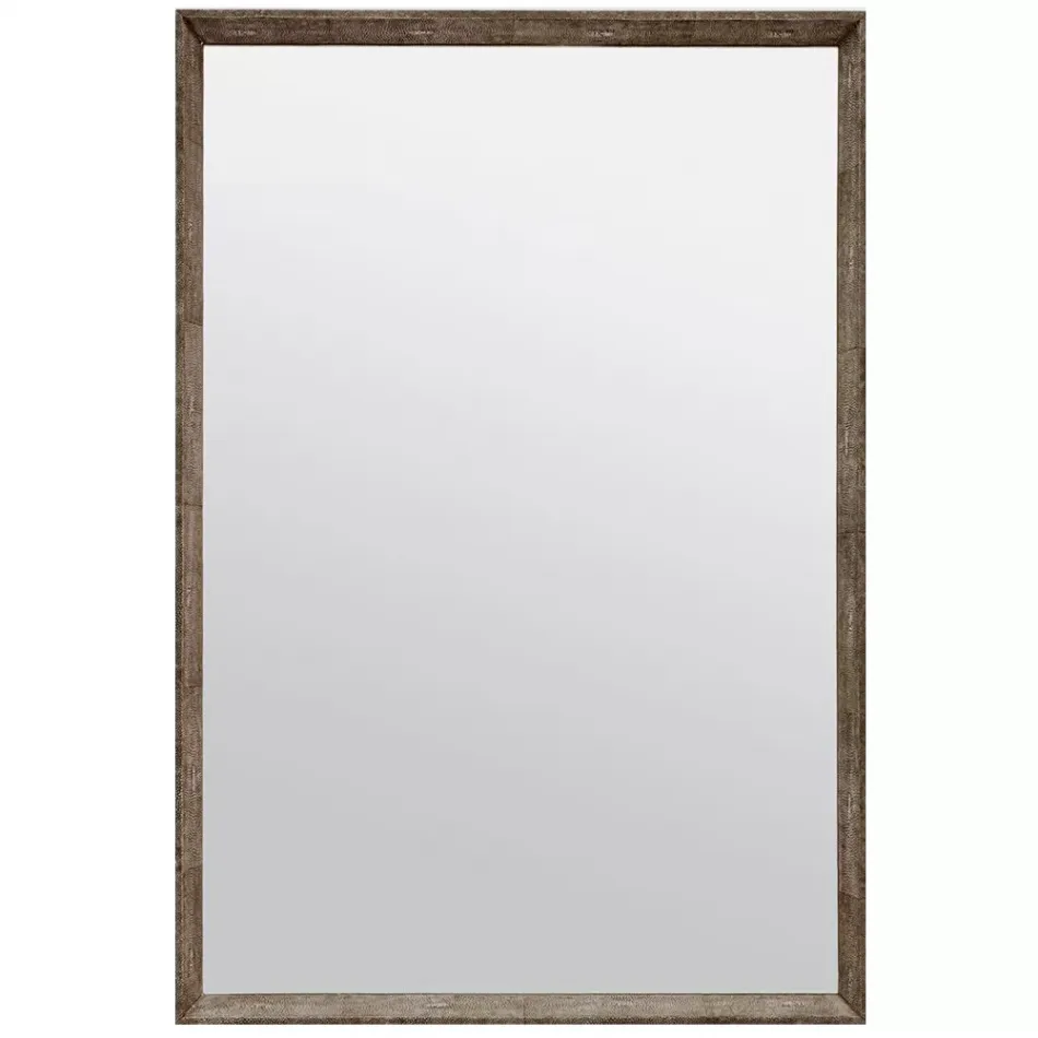 David Dark Mushroom Realistic Faux Shagreen Rectangular Mirror