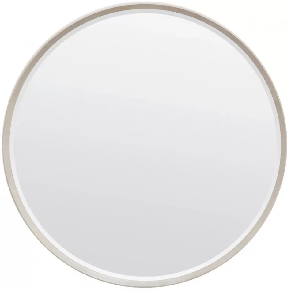 Emma Sand Realistic Faux Shagreen Round Mirror