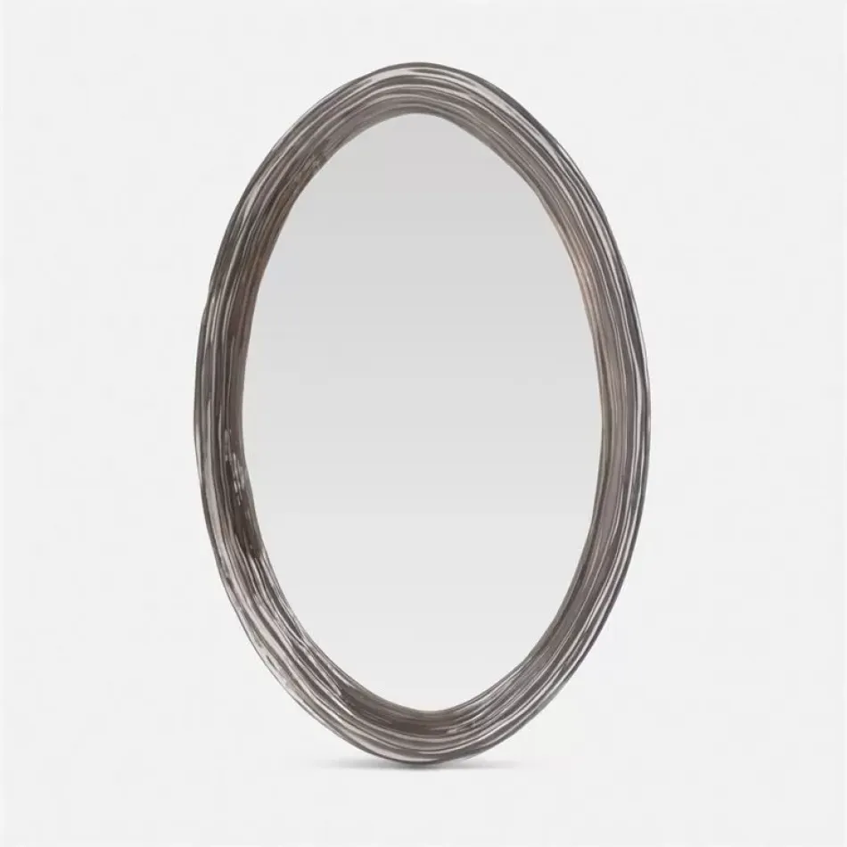 Hetty Smoke Translucent Resin Oval Mirror